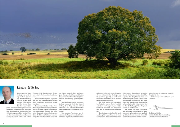 Doppelseite aus der Imagebroschüre Brandenburg natürlich
