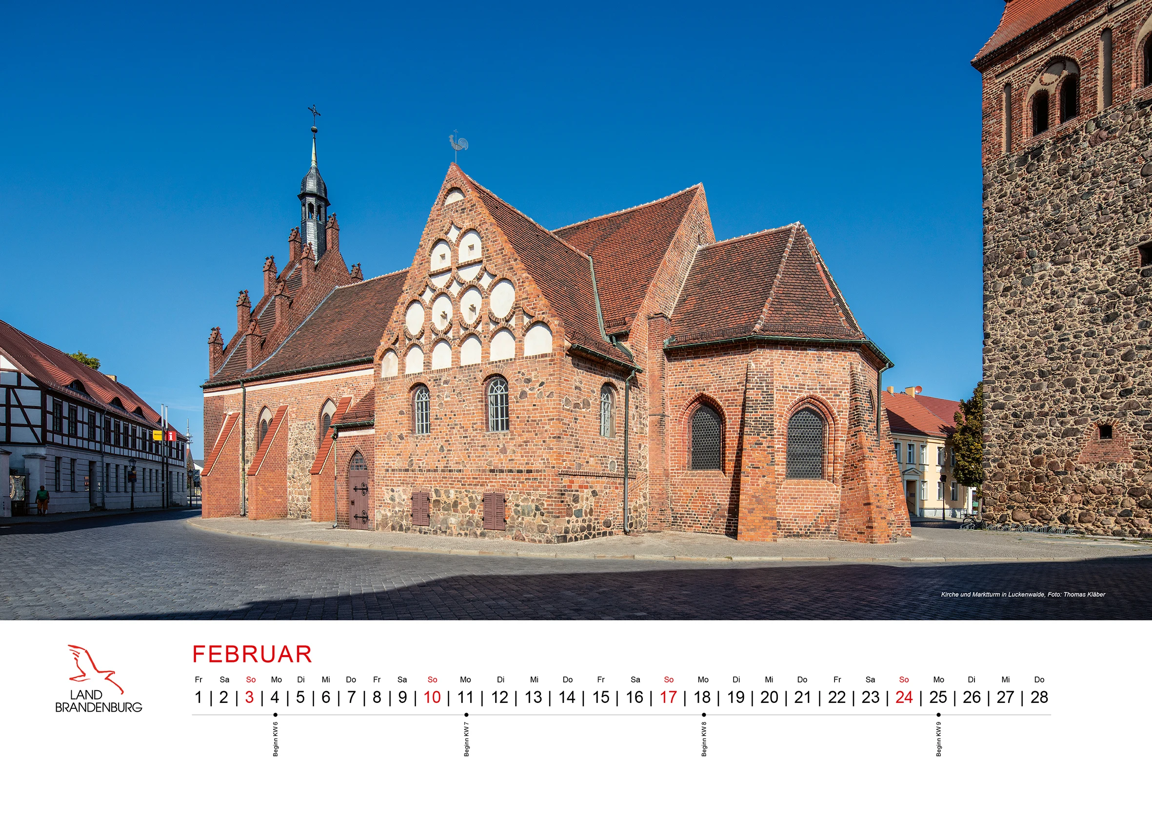 Kalenderblatt des Jahreskalenders Fontane.200 mit einem Fontane-Ort in Brandenburg